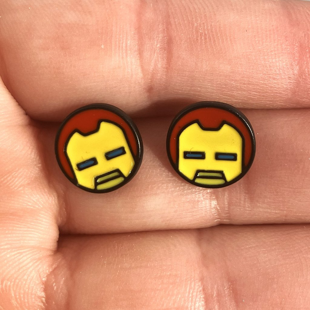 Marvel Iron Man Chibi Face Stud Earrings 6$